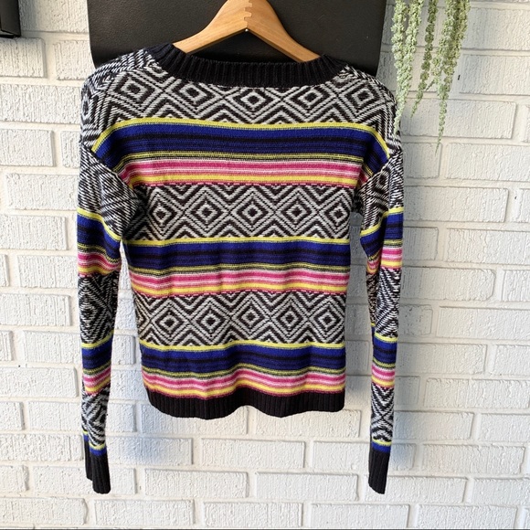 Mossimo Patterned Aztec Sweater With Stripes S/P - Picture 6 of 8